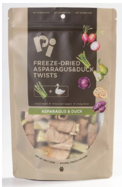 PI Pet Food Freeze-Dried Asparagus & Duck Twists, 35-g